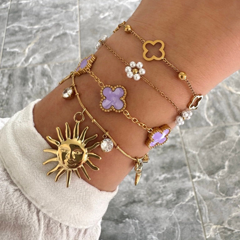 Bracelet Trèfle Maelya mauve