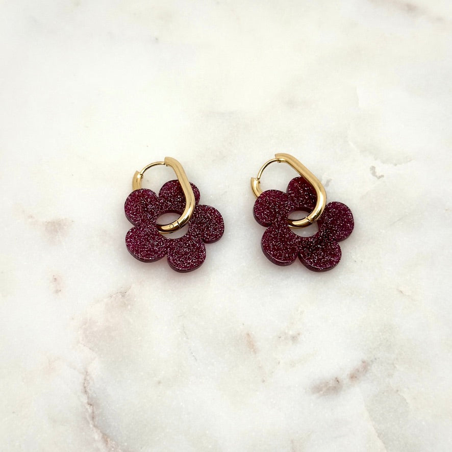 Boucles d'oreilles Elisa Pailleté violet