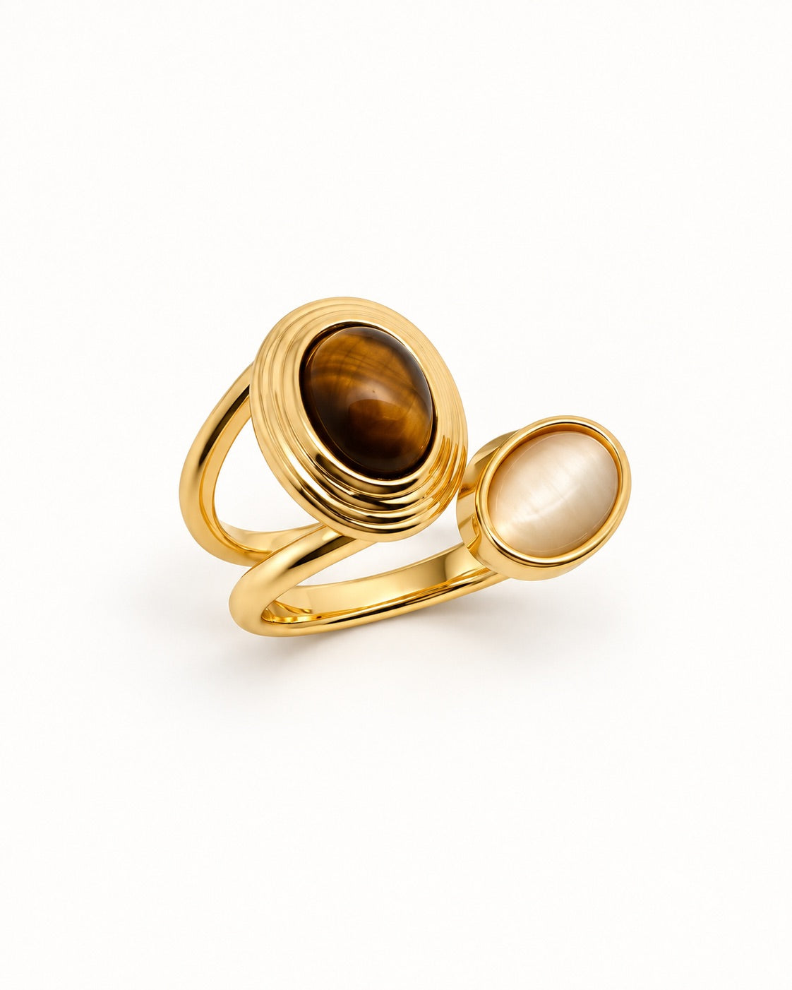 Bague dorée pierres ovales