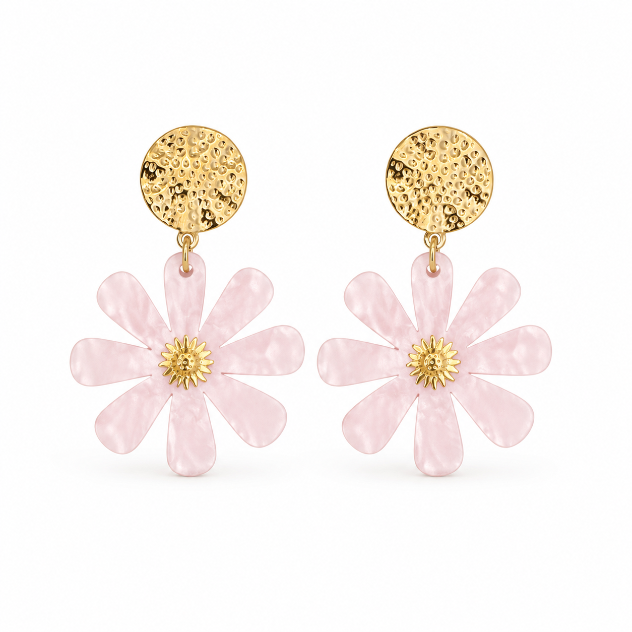 Boucles d'oreilles Fleur rose