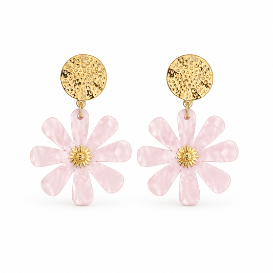 Boucles d'oreilles Fleur rose