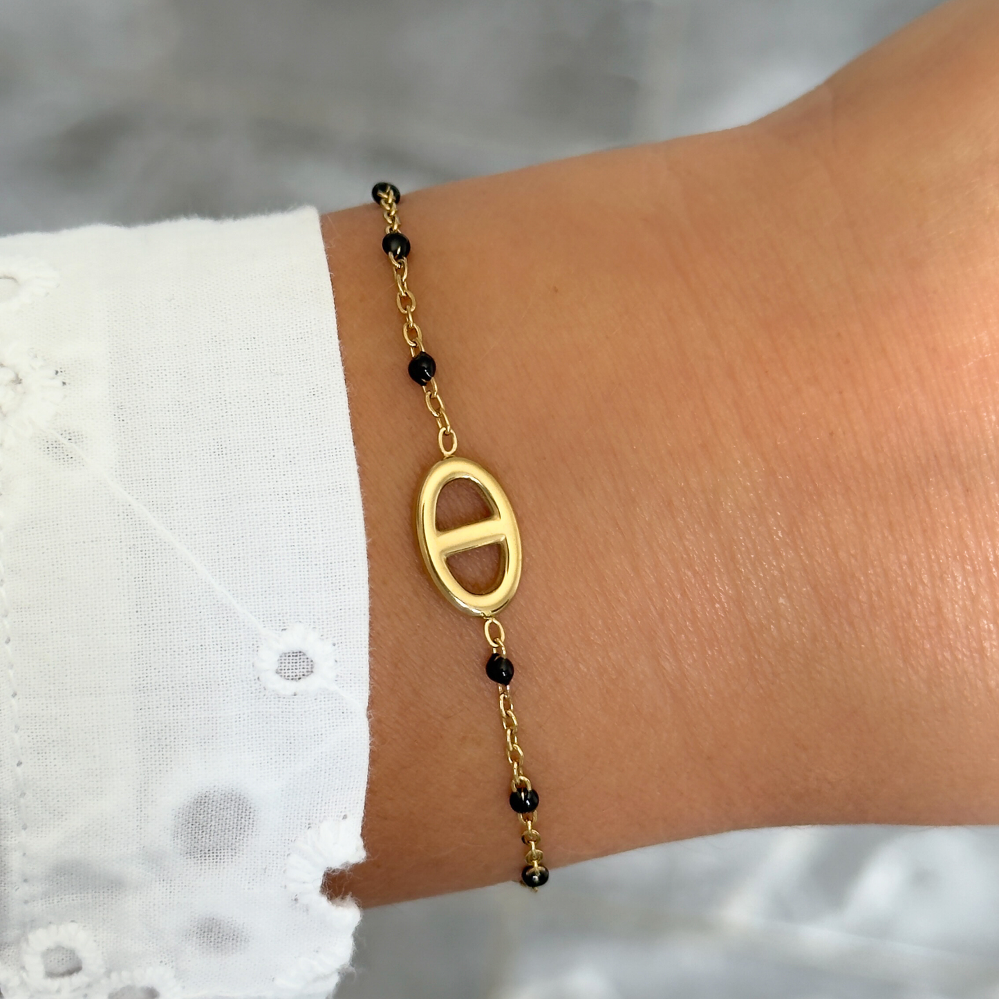 Bracelet Marine perles noir