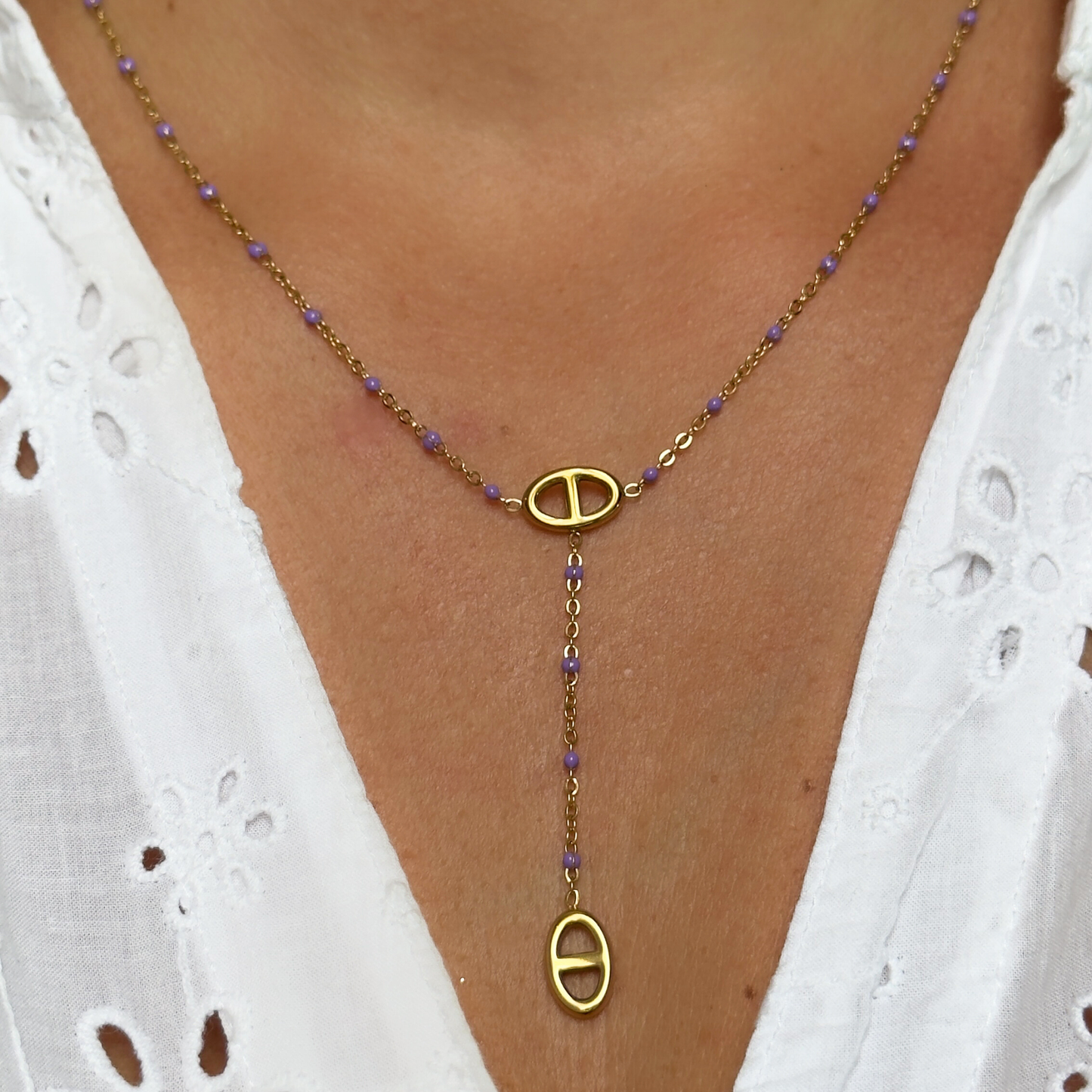 Collier Marine perles violet