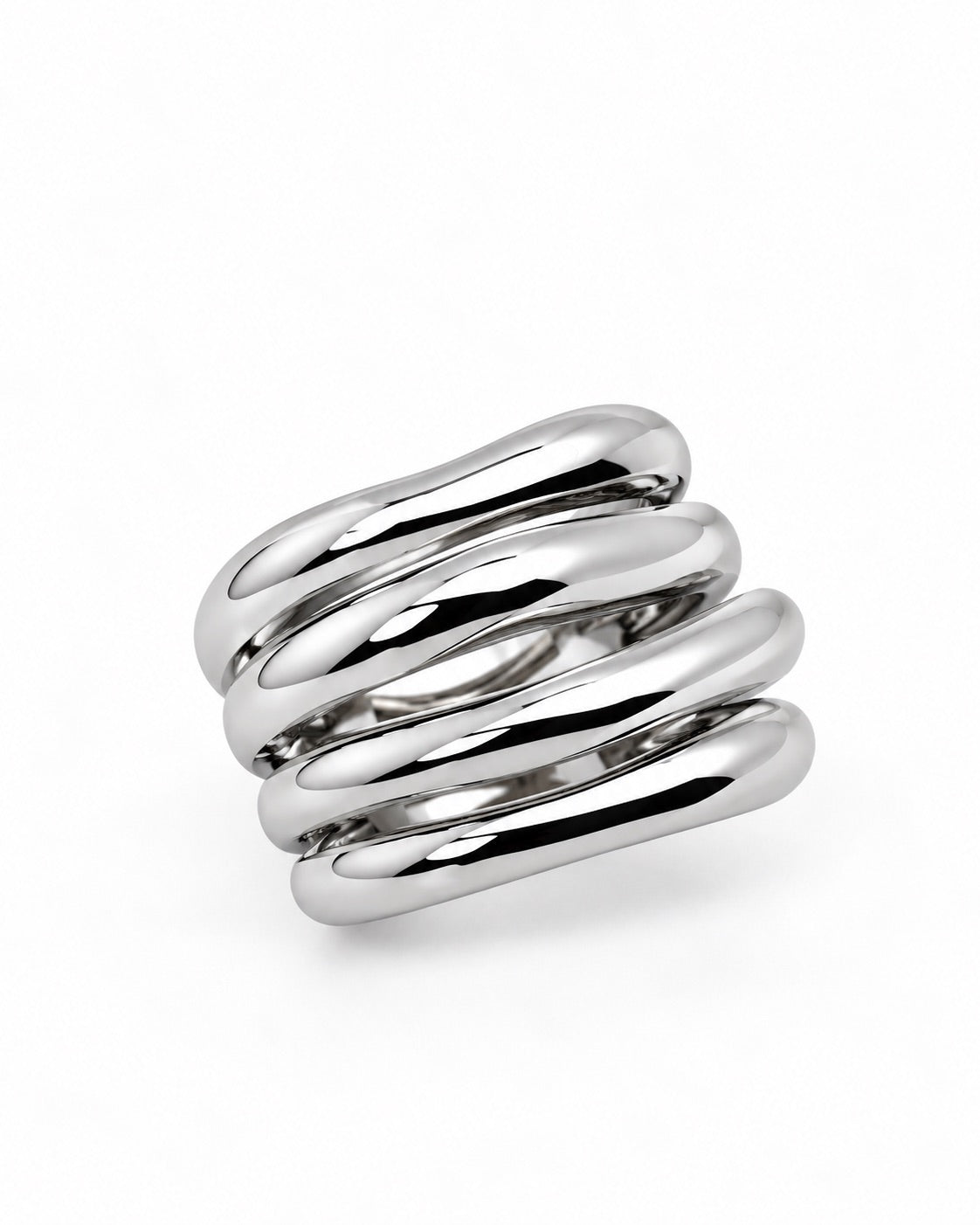 Bague argentée anneaux