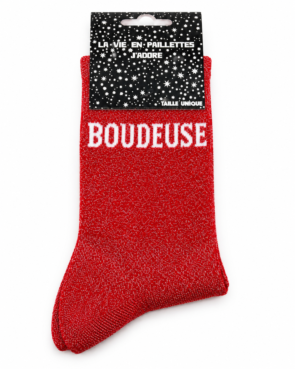 Chaussettes à Paillettes Message " Boudeuse"