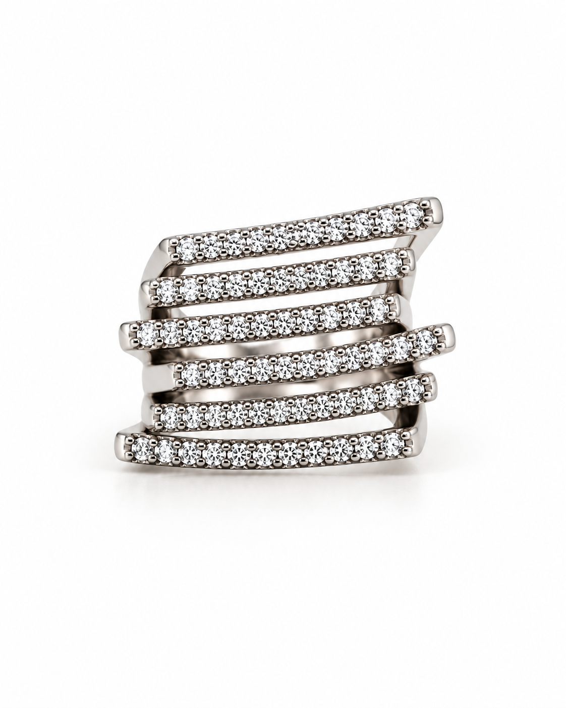 Bague argenté multirangs zirconiums