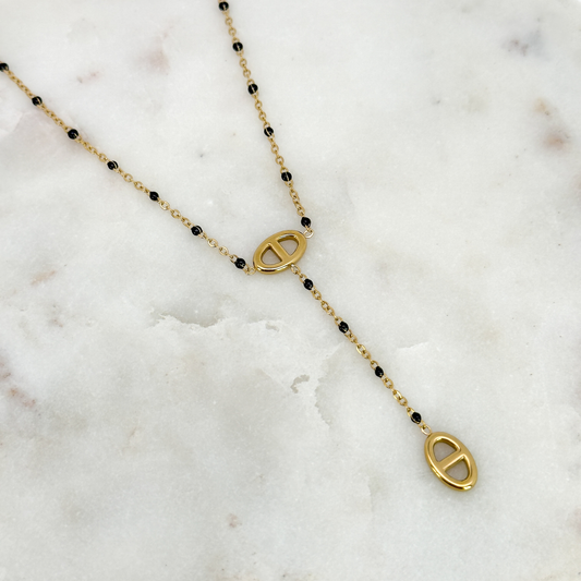 Collier Marine perles noir