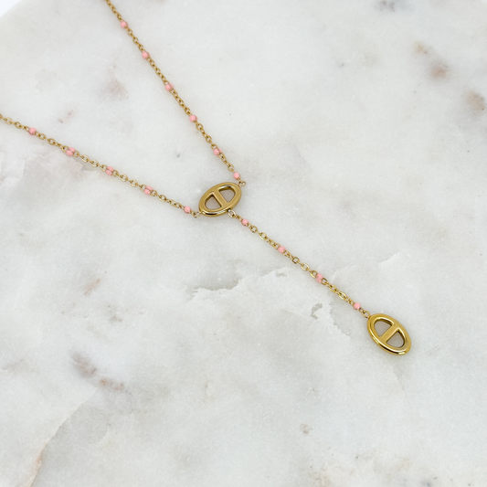Collier Marine perles rose