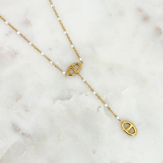 Collier Marine perles blanc