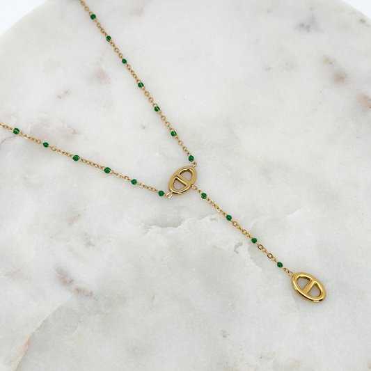 Collier Marine perles vert