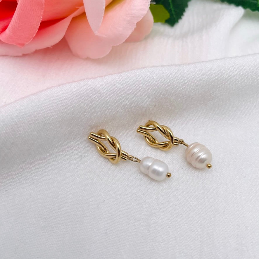Boucles D'oreilles Noeud Perle
