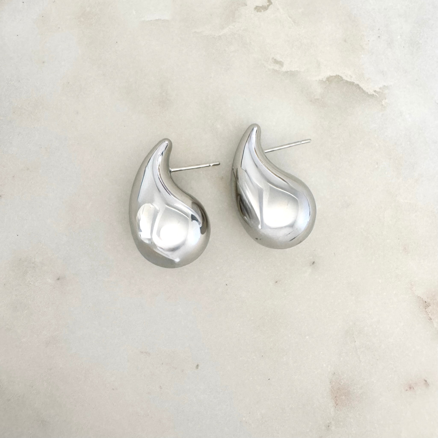 Boucles D'oreilles Goutte d'Eau argenté