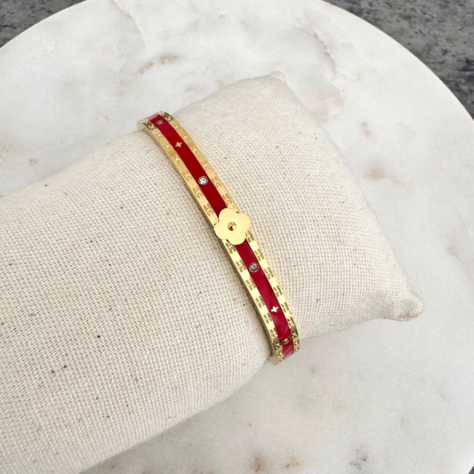 Bracelet jonc Flora rouge