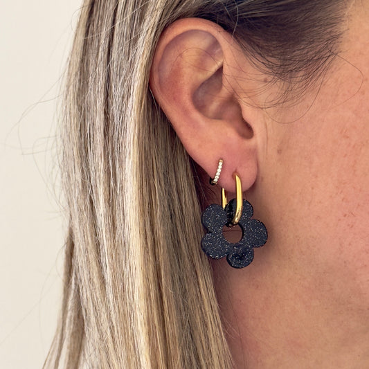 Boucles d'oreilles Elisa Pailleté noir
