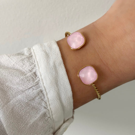 Bracelet jonc Resplendissante rose