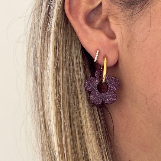 Boucles d'oreilles Elisa Pailleté violet