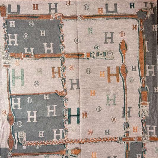 Écharpe imprimé H taupe