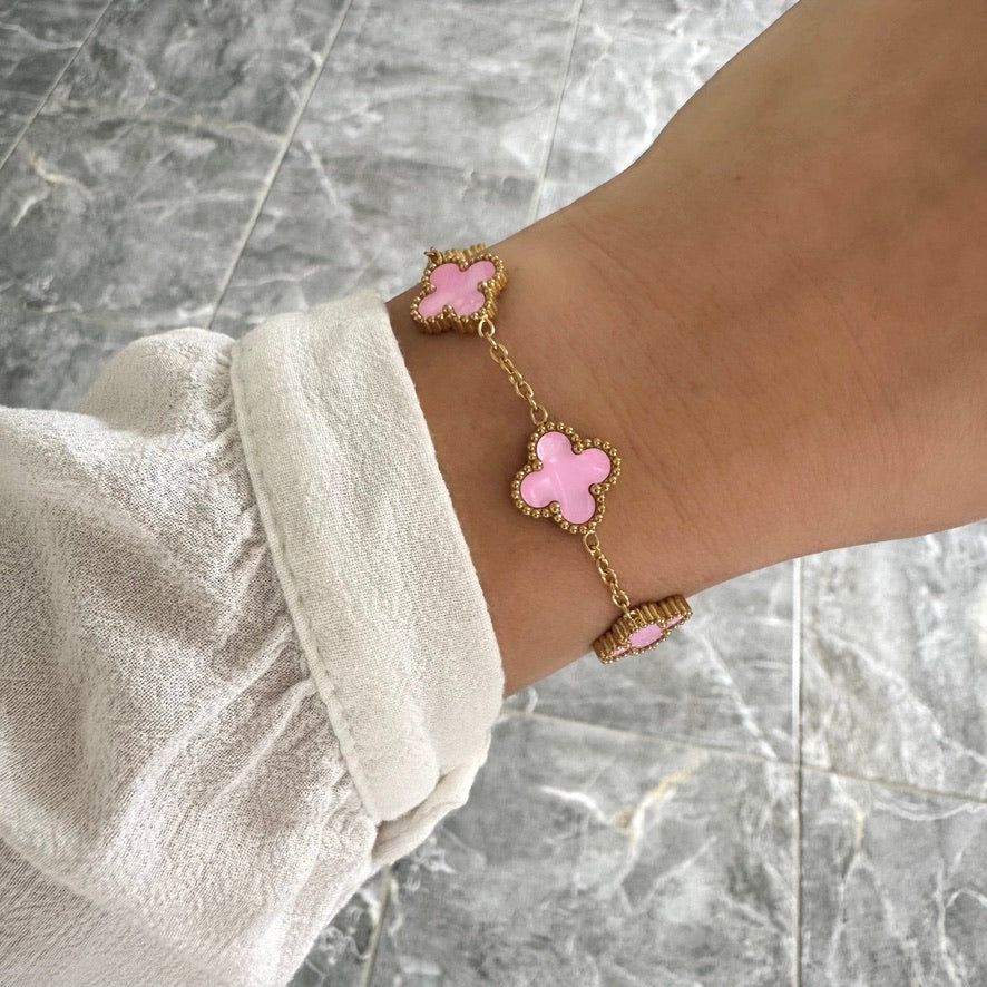 Bracelet Trèfle Maelya rose