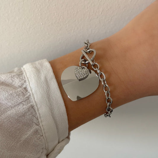 Bracelet Breloques Maxi Coeur argenté