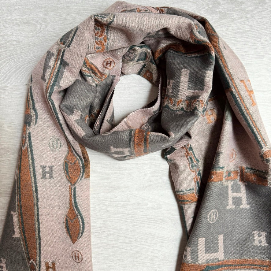 Écharpe imprimé H taupe