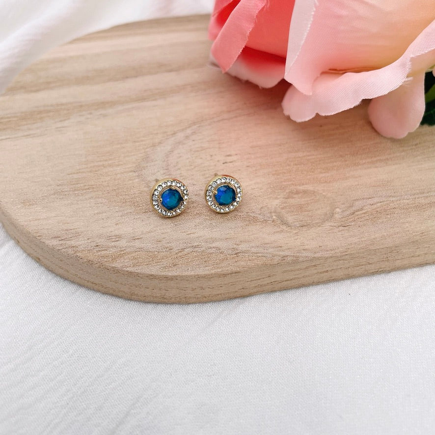 Boucles D'oreilles Duchesse ronde bleu