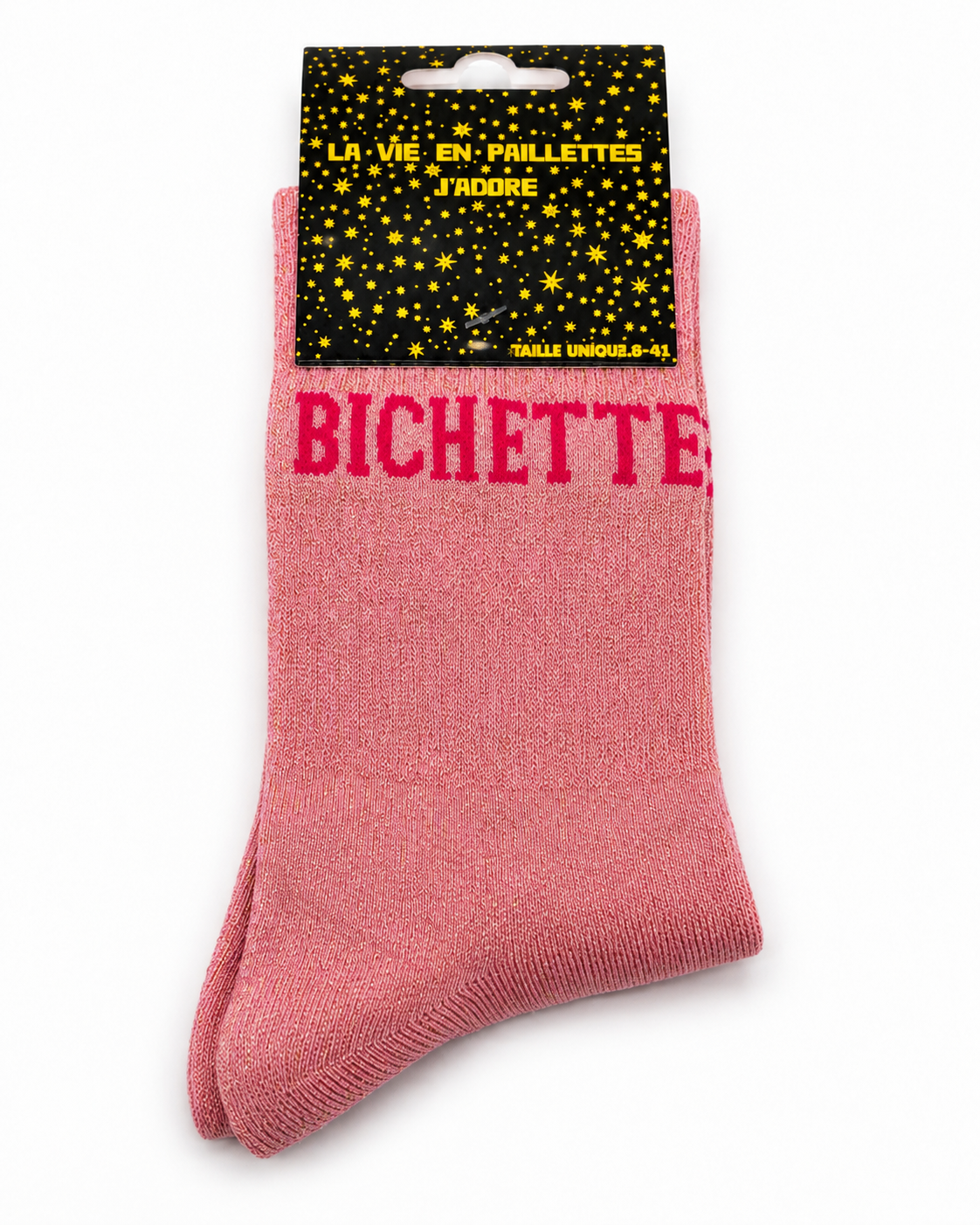 Chaussettes à Paillettes Message " Bichette"