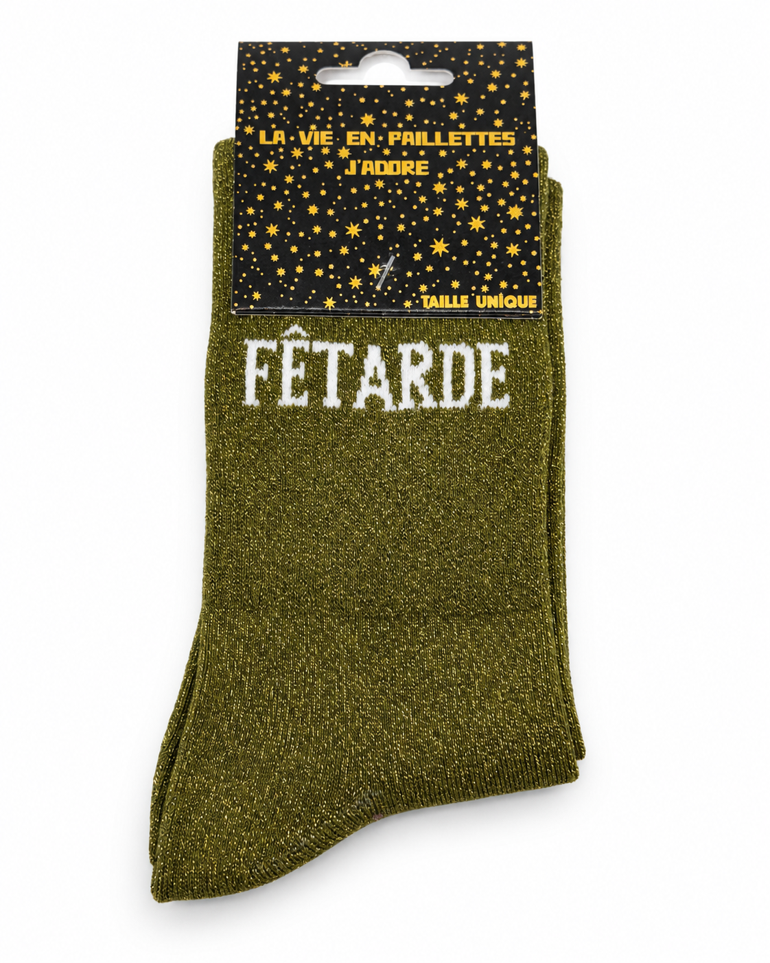 Chaussettes à Paillettes Message " Fêtarde"