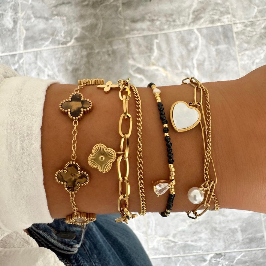 Bracelet Trèfle Maelya choco doré