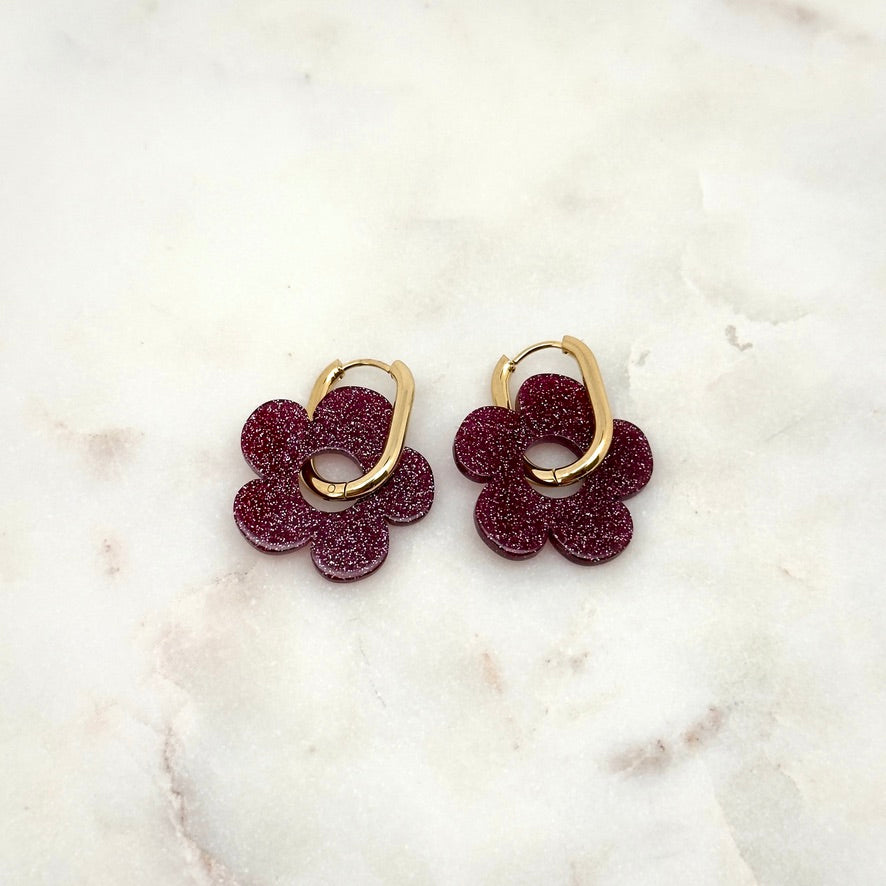 Boucles d'oreilles Elisa Pailleté violet