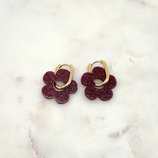 Boucles d'oreilles Elisa Pailleté violet