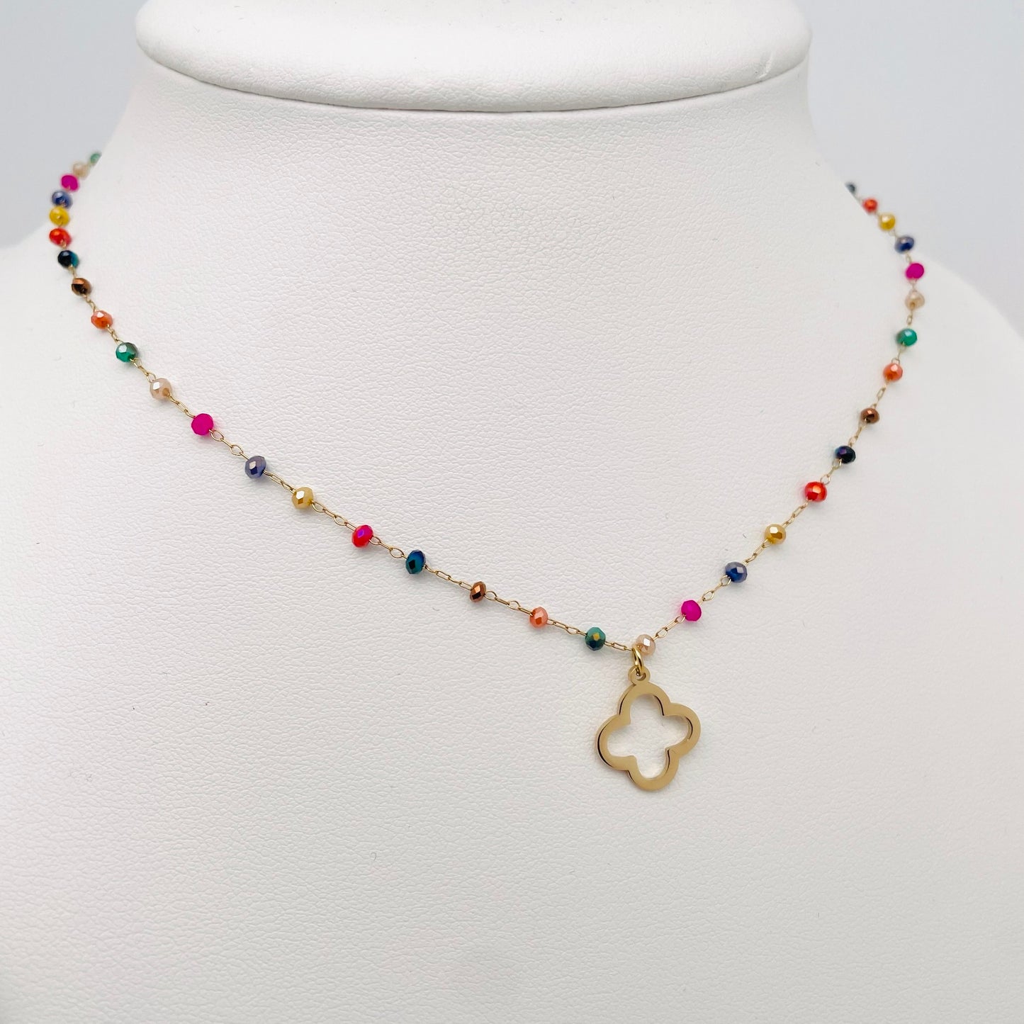 Coffret parure bijoux Trèfle perles rainbow