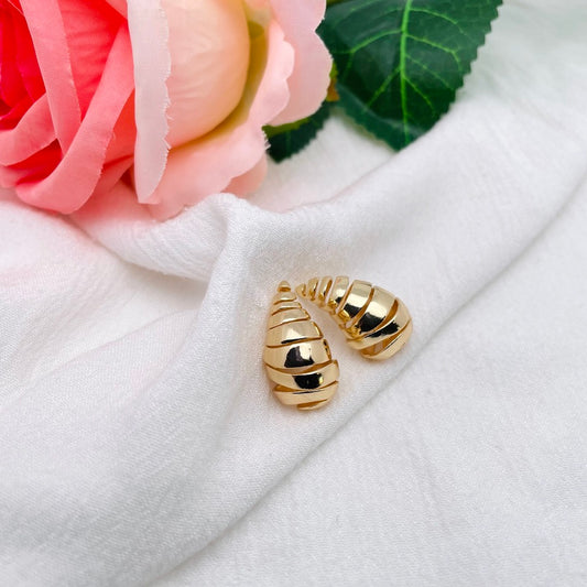 Boucles D'oreilles Goutte d'Eau rayé doré