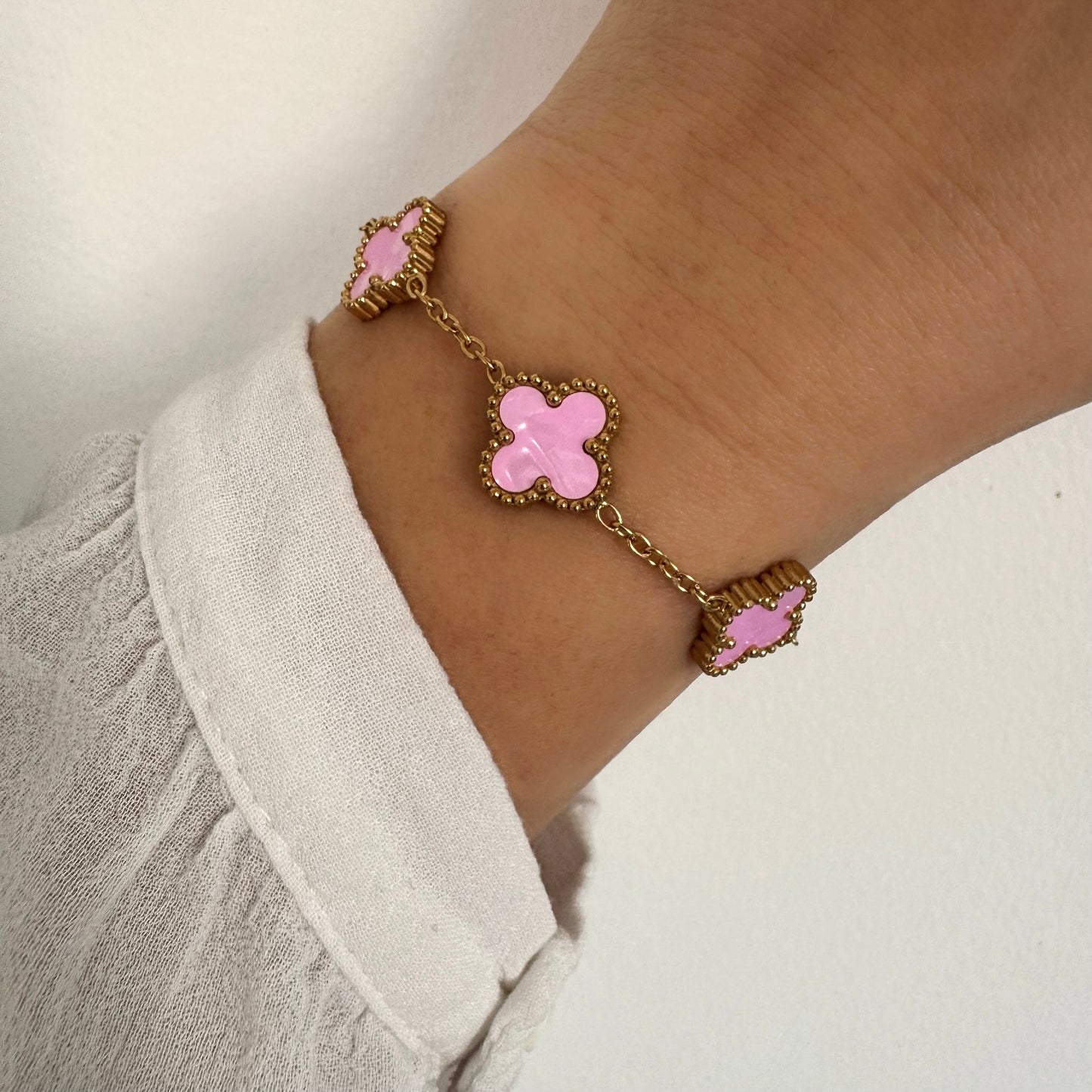 Bracelet Trèfle Maelya rose