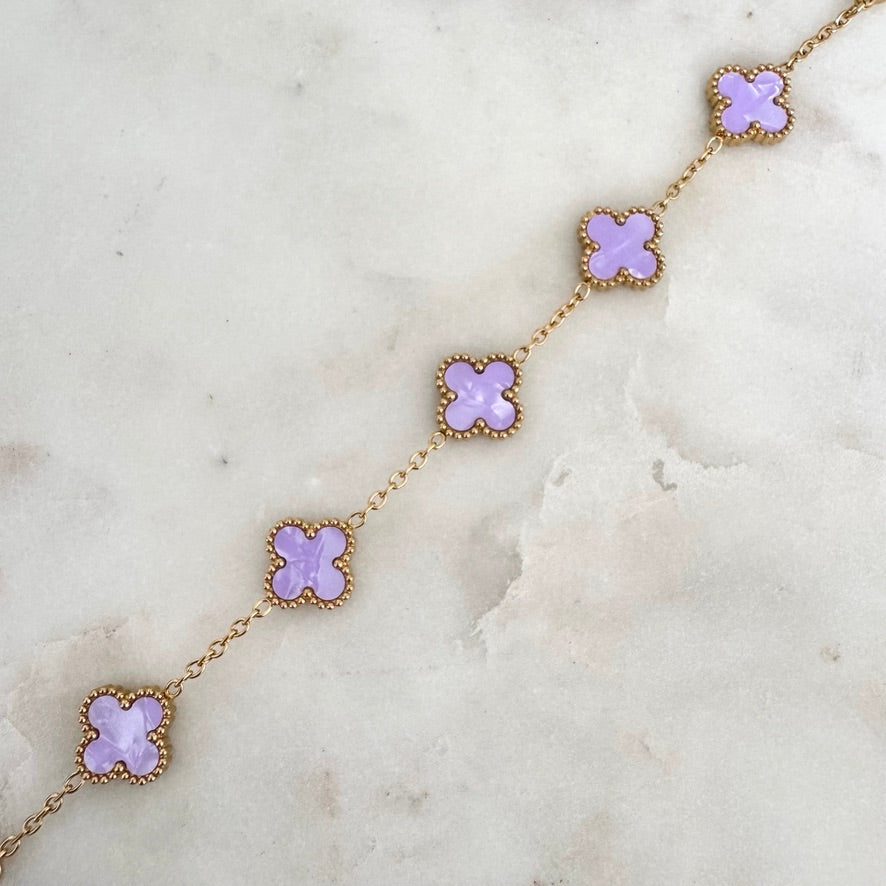 Bracelet Trèfle Maelya mauve