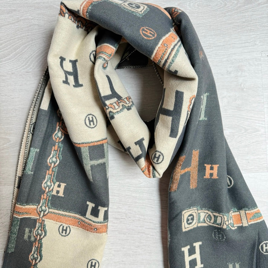 Écharpe imprimé H gris