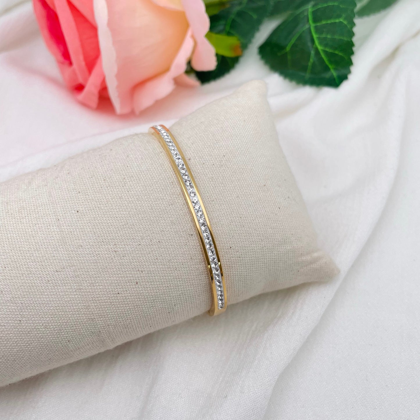 Bracelet jonc Strass doré