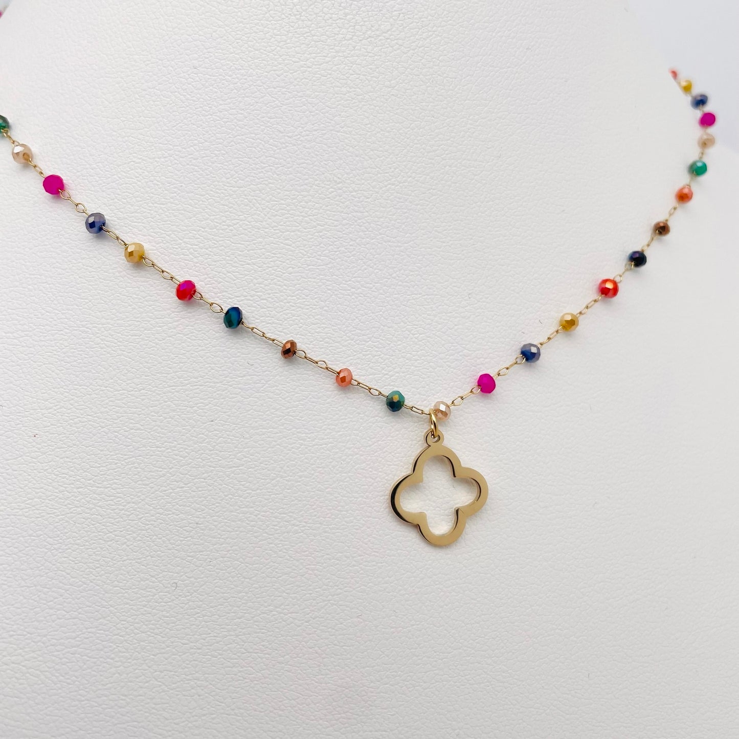 Coffret parure bijoux Trèfle perles rainbow