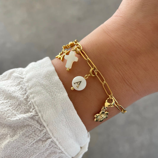 Charms lettres initiales nacre