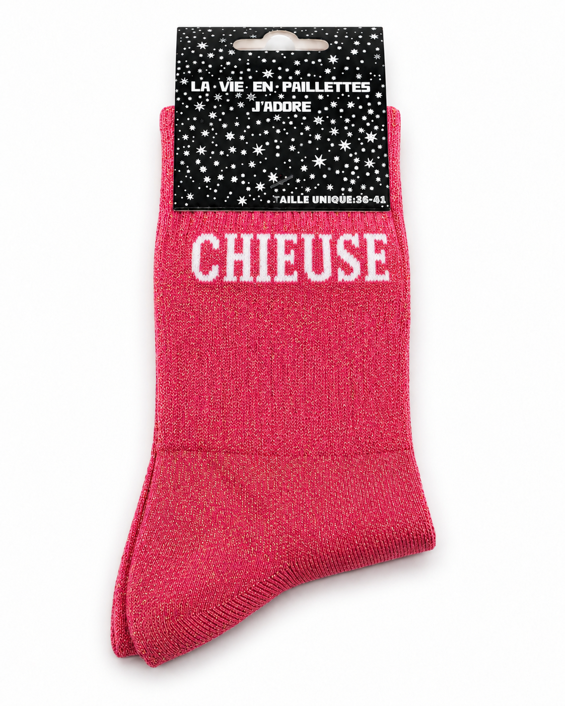 Chaussettes à Paillettes Message " Chieuse"