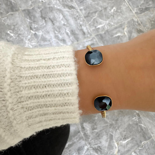 Bracelet jonc Resplendissante bleu nuit