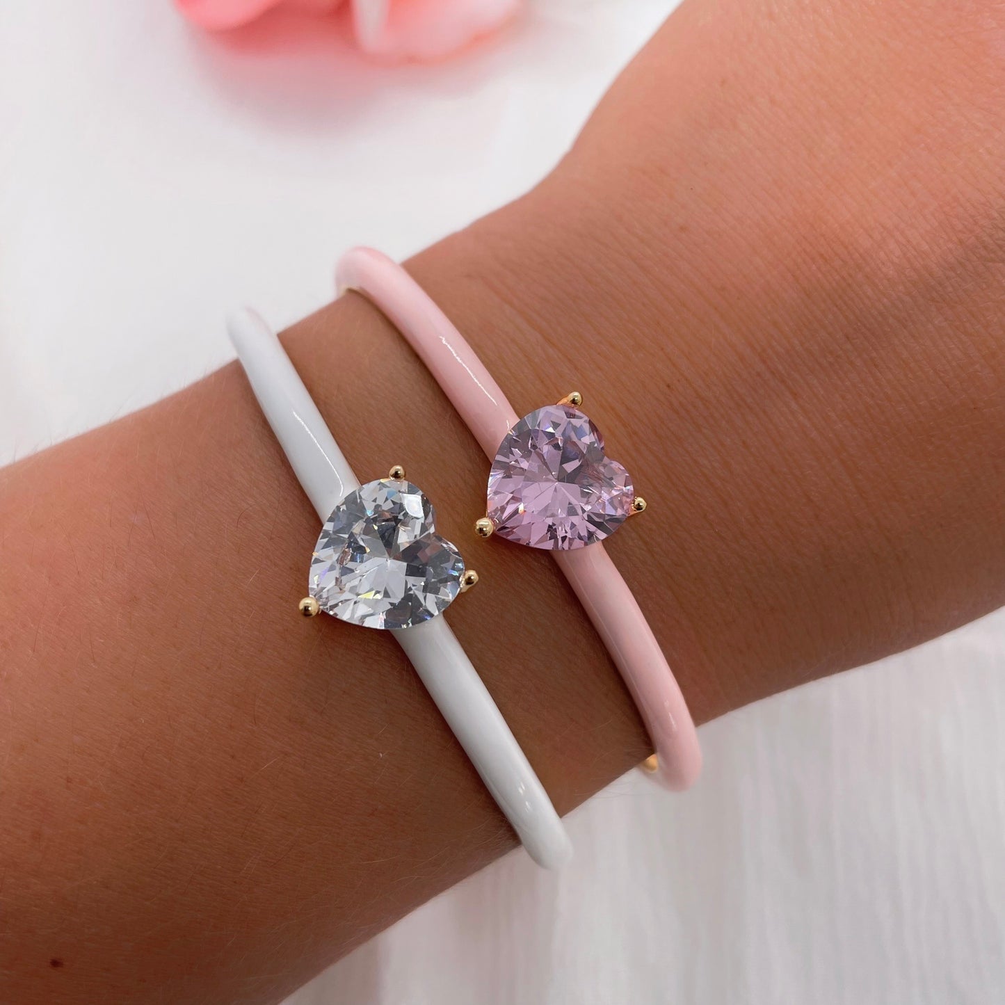 Bracelet jonc Coeur blanc