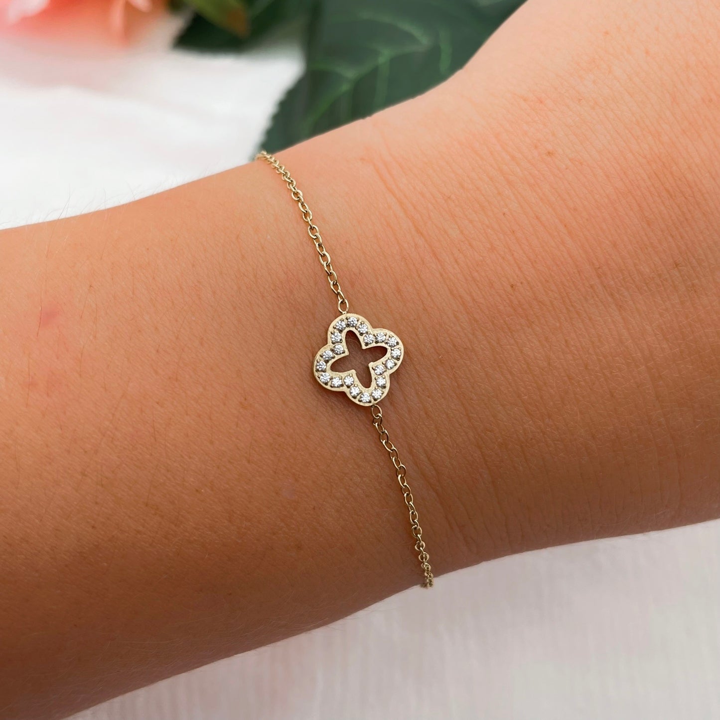 Bracelet Trèfle strass