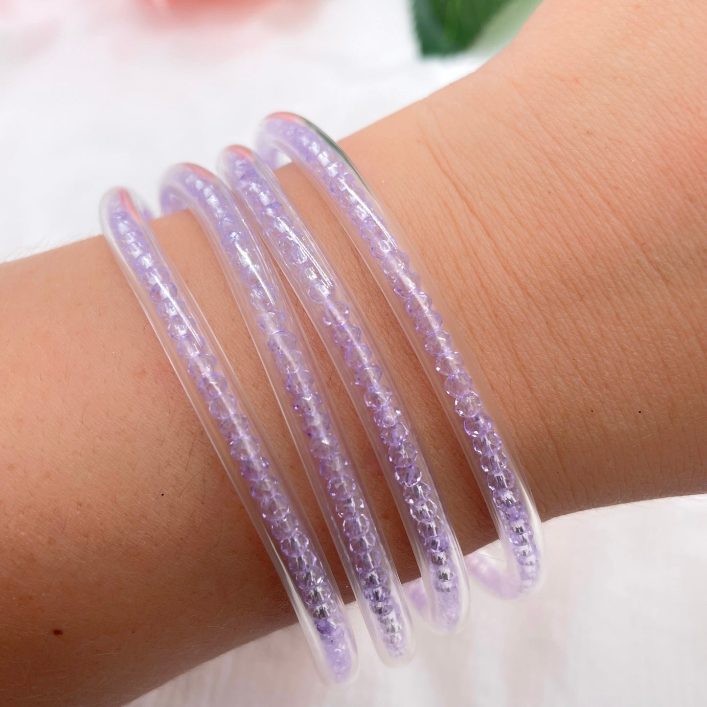 Jonc Bouddhiste Perles violet