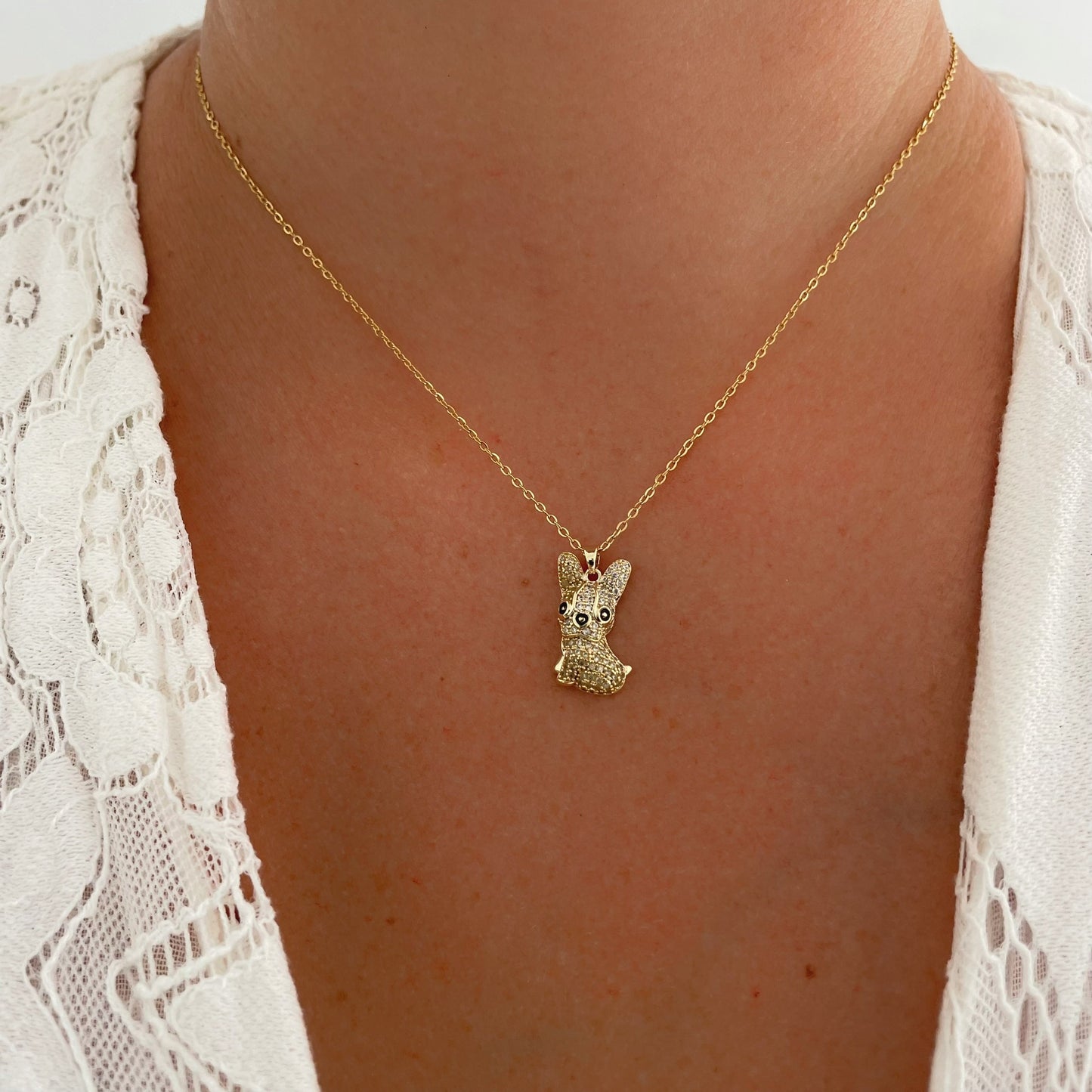 Collier Bulldog argenté