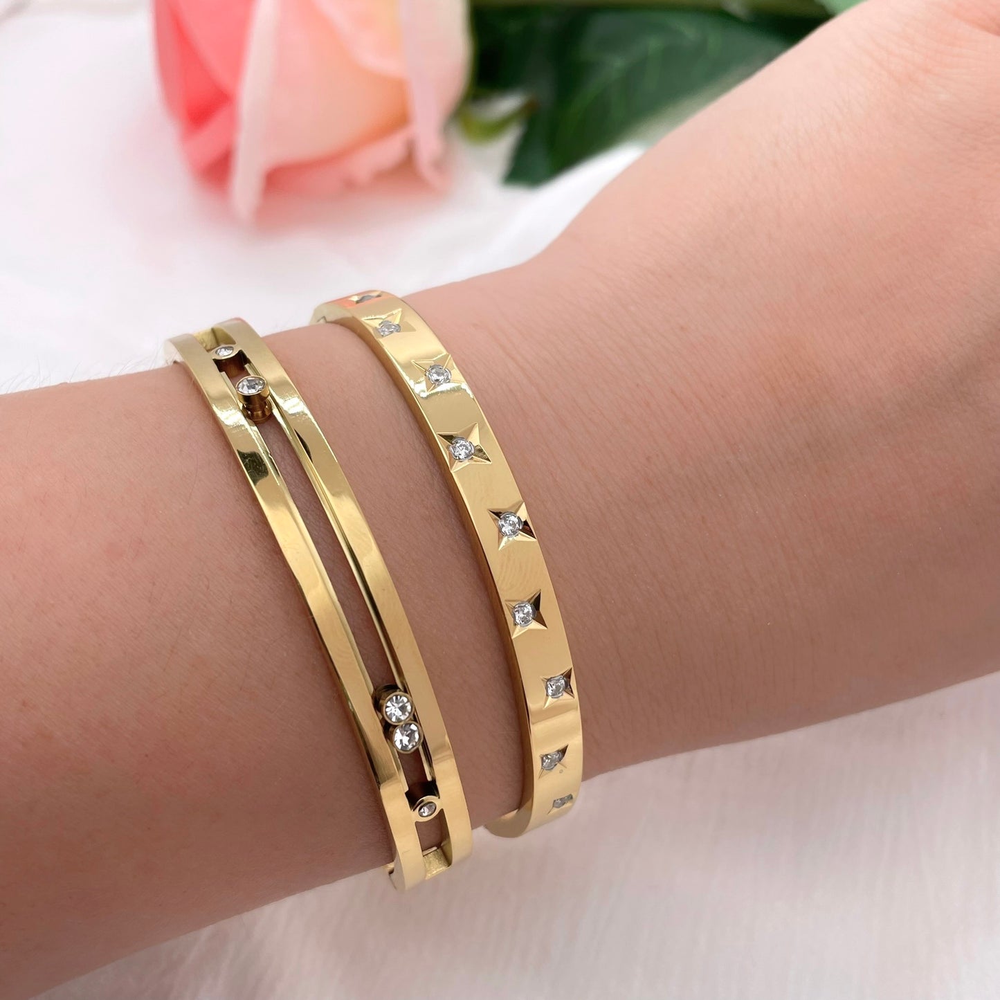 Bracelet jonc Galaxie doré