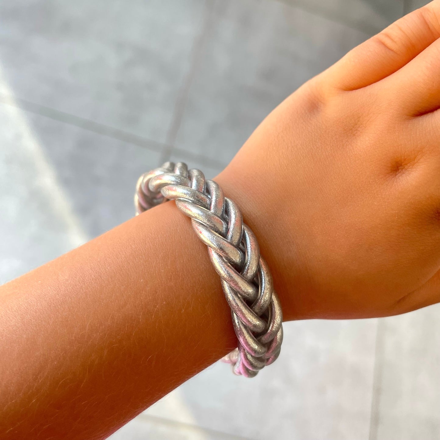 Jonc Bouddhiste tressé argent enfant