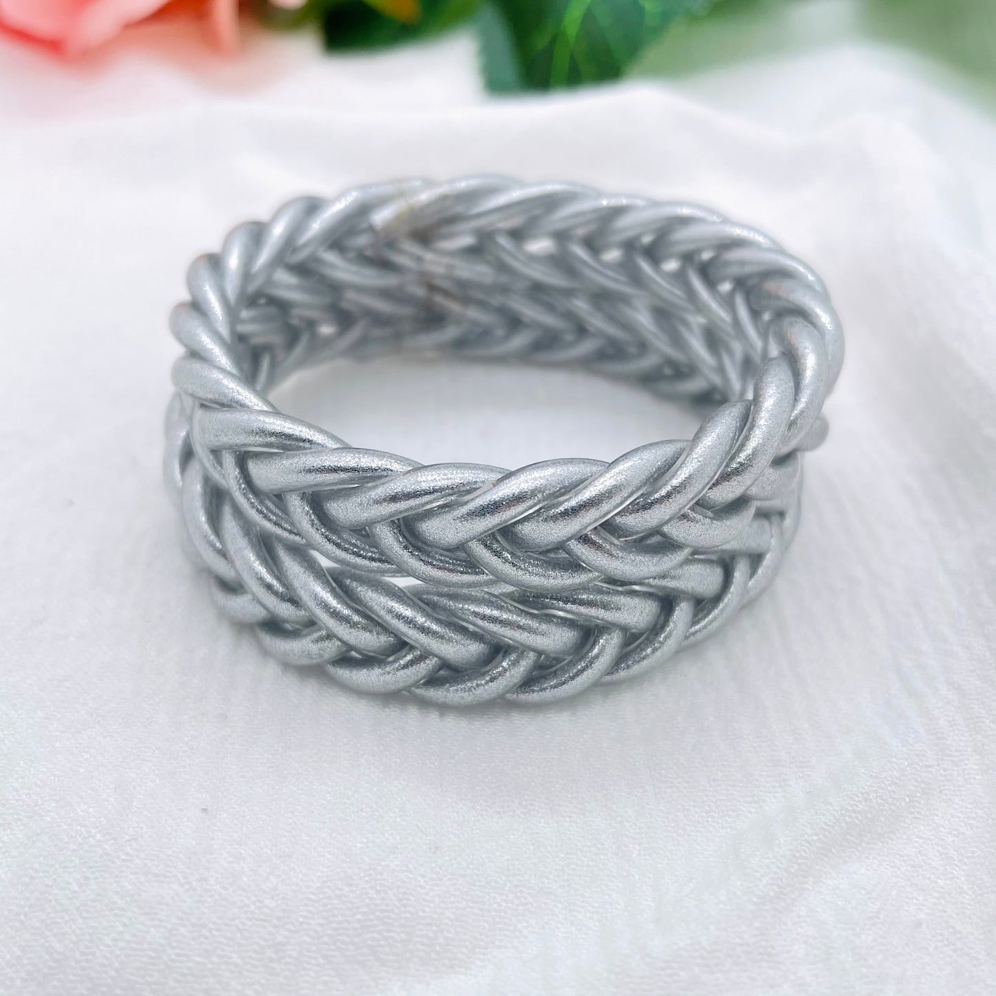 Jonc Bouddhiste tressé argent enfant