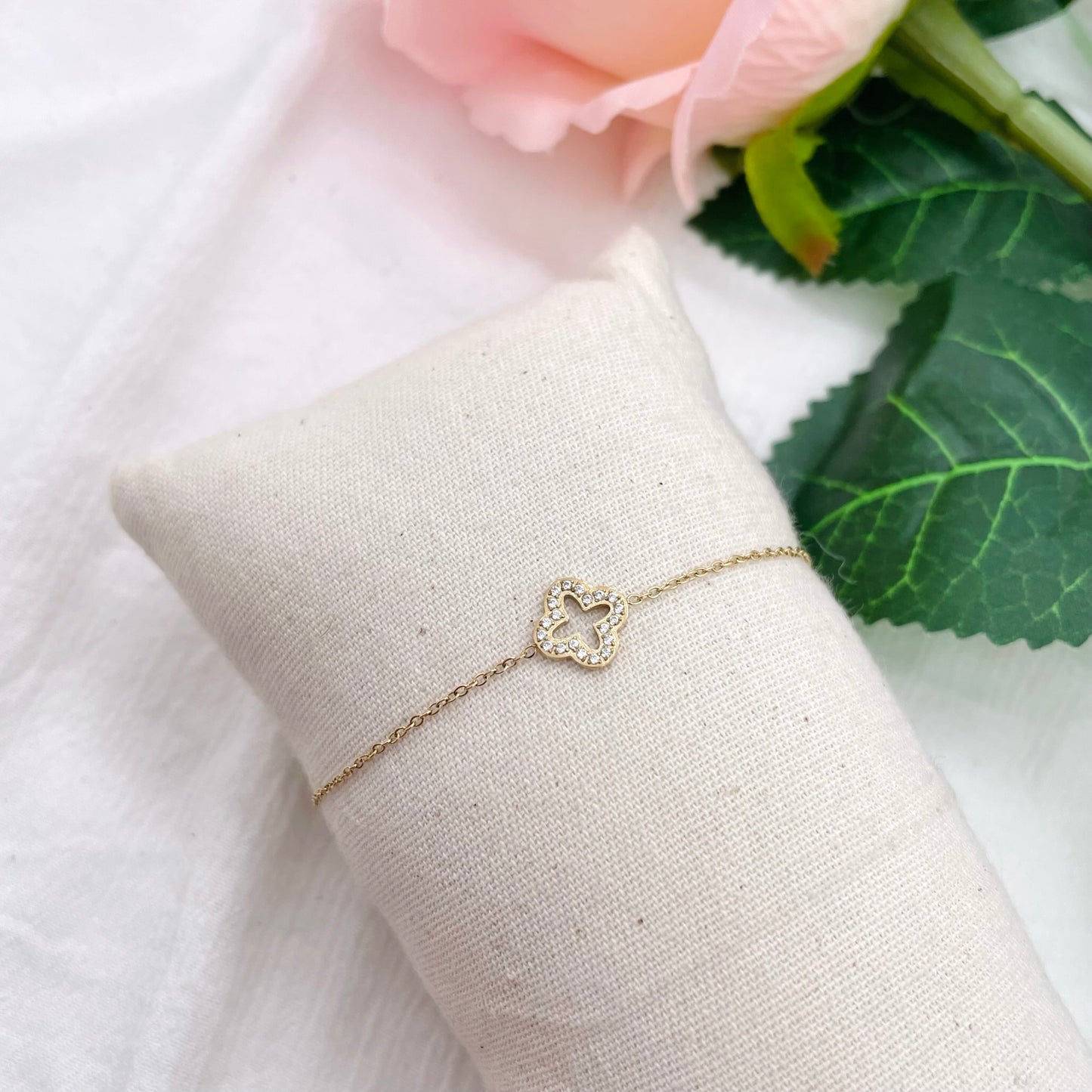 Bracelet Trèfle strass