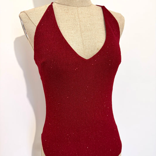 Body scintillant rouge dos ouvert