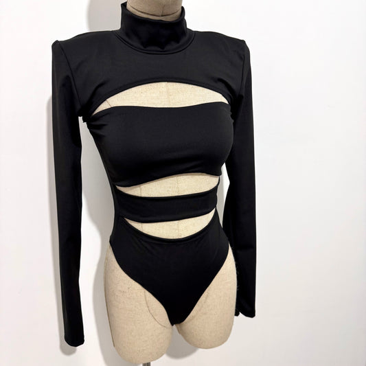 Body deux pièces noir col roulé
